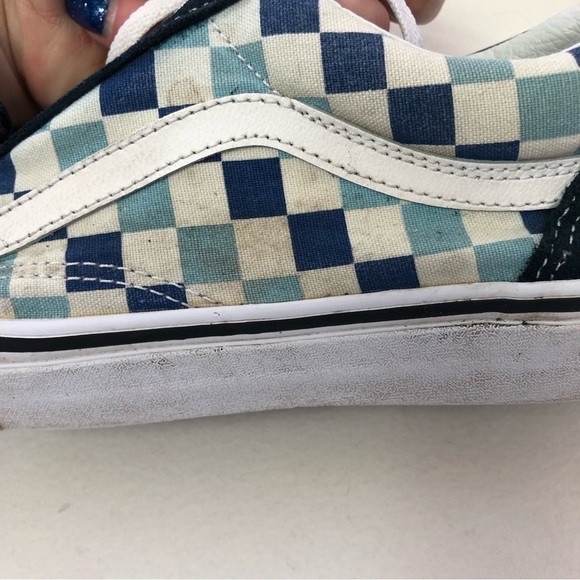 VANS Old Skool Blue Checkered Sneakers Unisex Mens 7, Womens 8.5 - Picture 11 of 13
